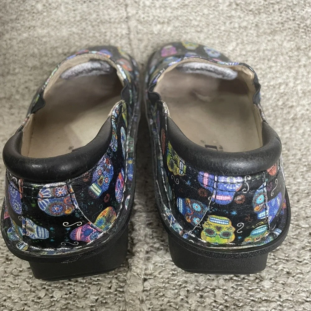 Alegria Debra Orthopedic Shoe Sugar Skulls Black Purple Blue Size 35‎